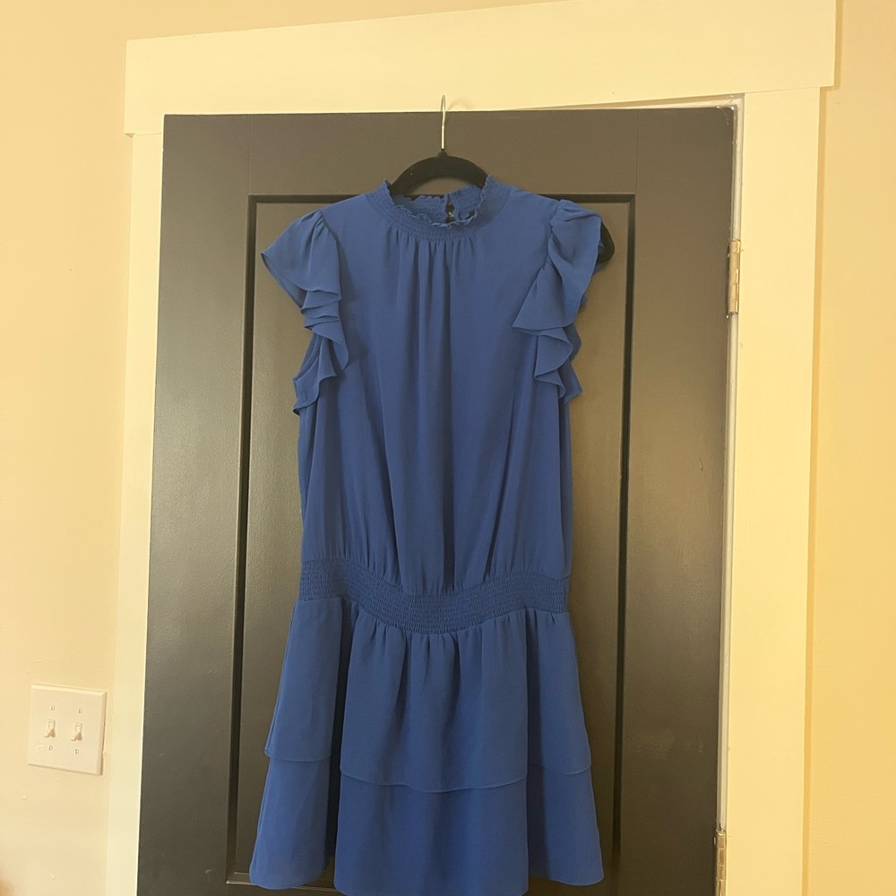 1. State Blue Mock Neck Flutter Sleeve Mini Dress Size M
